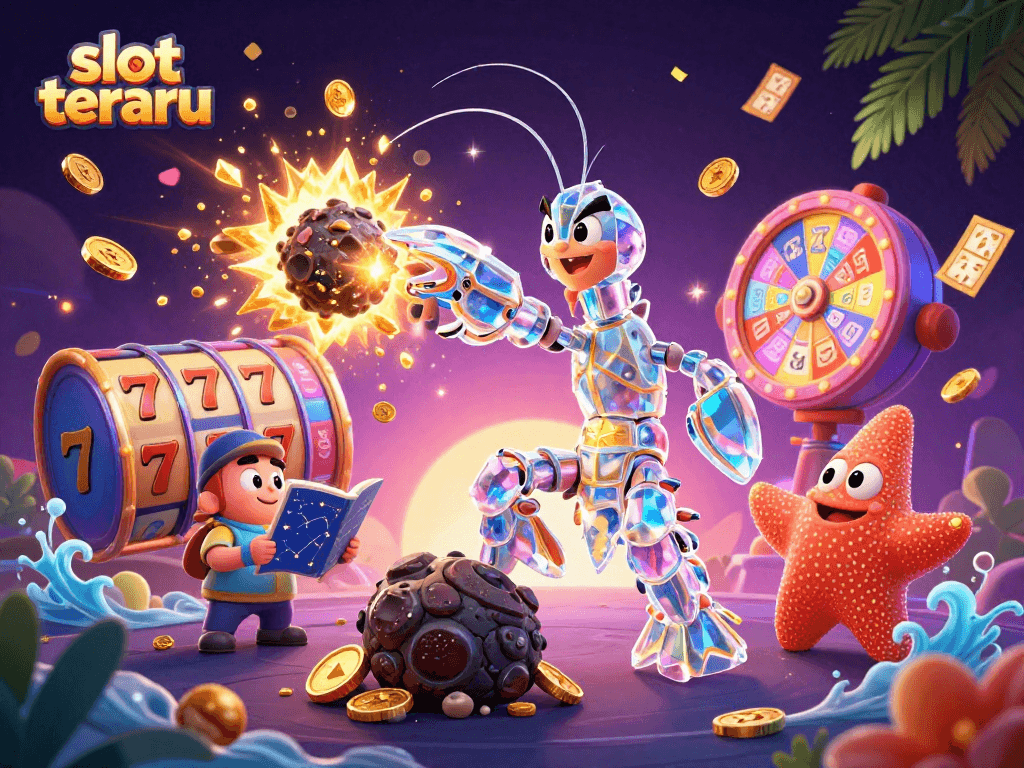 Experience thrilling gameplay with slot terbaru as vibrant slot reels, golden coins, and dynamic prizes entertain the players.