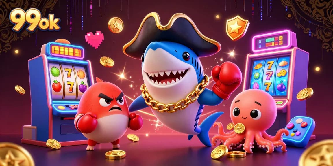 Engage with 99ok's thrilling slot experience featuring colorful characters and vibrant casino elements.