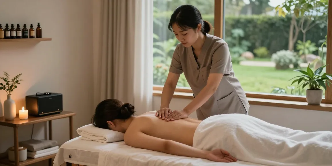 인덕원출장마사지 being performed in a serene bedroom setting to evoke relaxation.