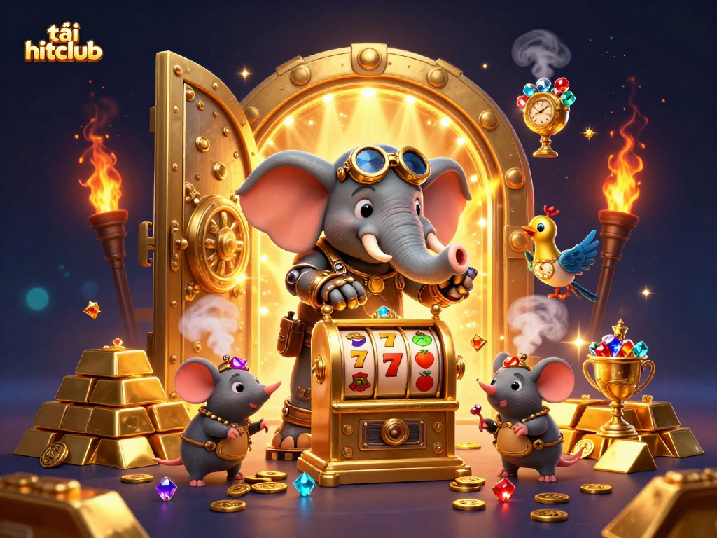 Spin the golden slot machine with tải hitclub and join the steampunk adventure for big wins!