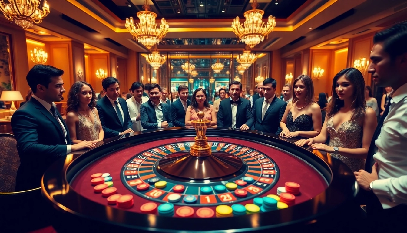 Experience the excitement of high-stakes gaming at https://ww88.directory/ with a glamorous casino scene featuring roulette and engaged players.