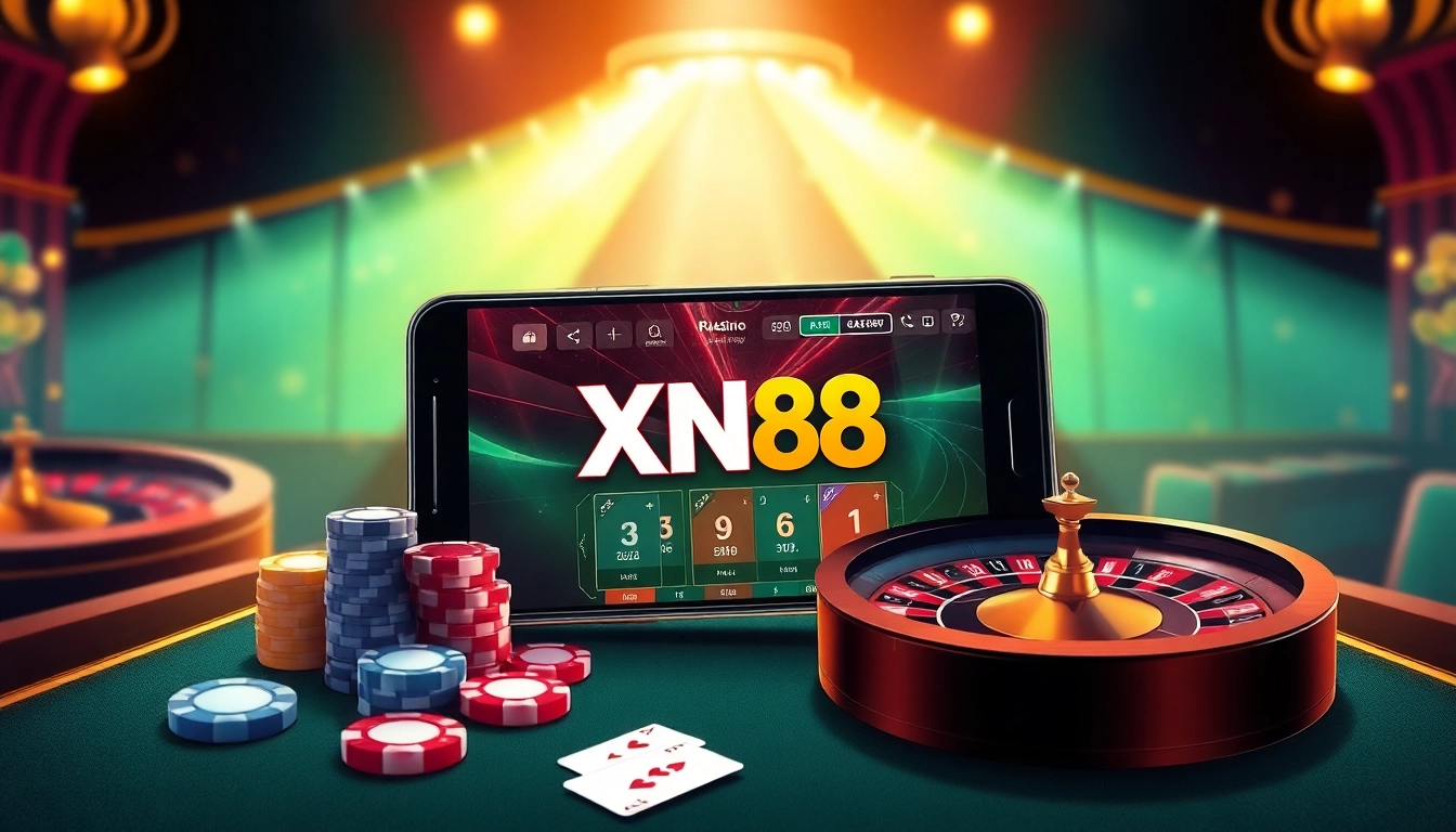 Tải app XN88 for an enhanced mobile gambling experience with vibrant casino visuals.