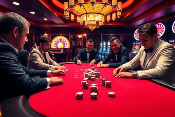 The intense poker game at s666hn.com with players strategizing over colorful chips and cards.