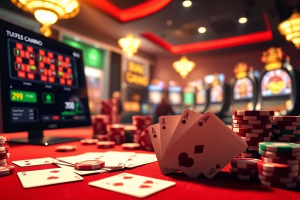 uu88 online casino interface with vibrant chips and elegant playing cards.