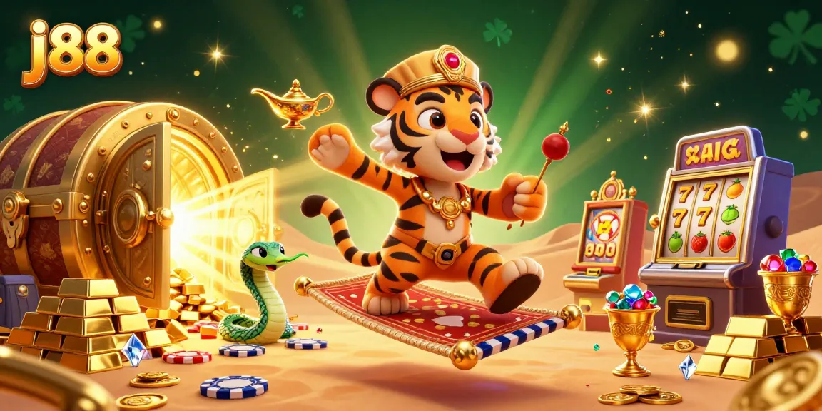 Experience the thrilling j88 casino adventure with vibrant characters and treasures in a dynamic 3D scene.