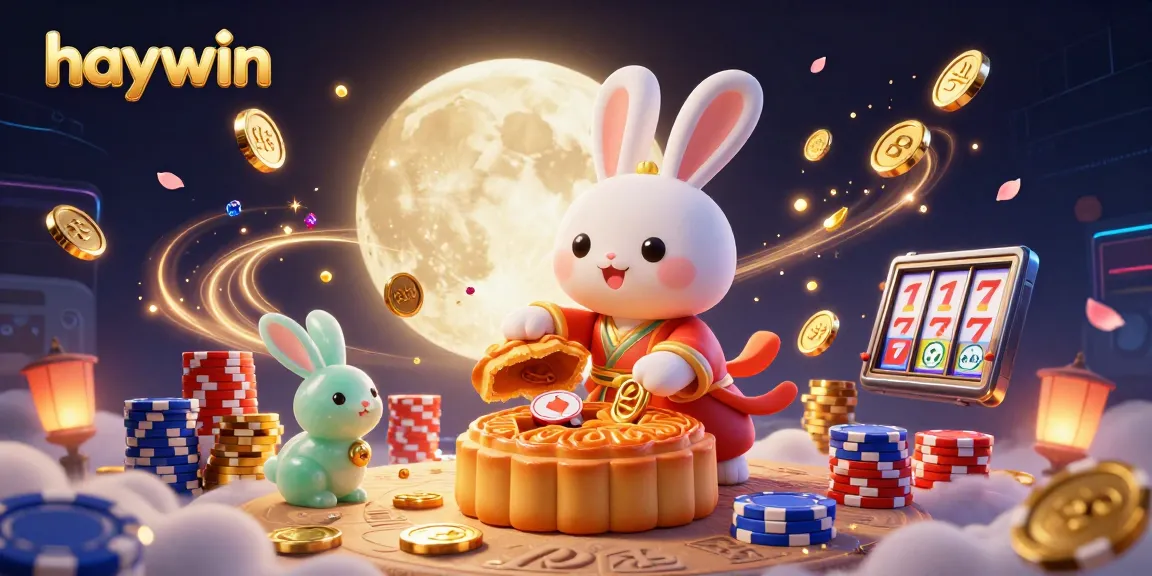 Experience the excitement of haywin with a vibrant 3D casino scene featuring lunar-themed elements.