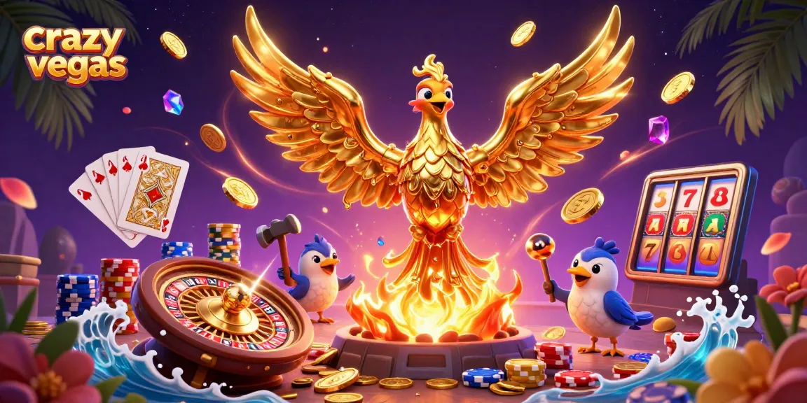 Explore exciting high roller gaming opportunities at crazyvegas with gold phoenix and vibrant casino elements.