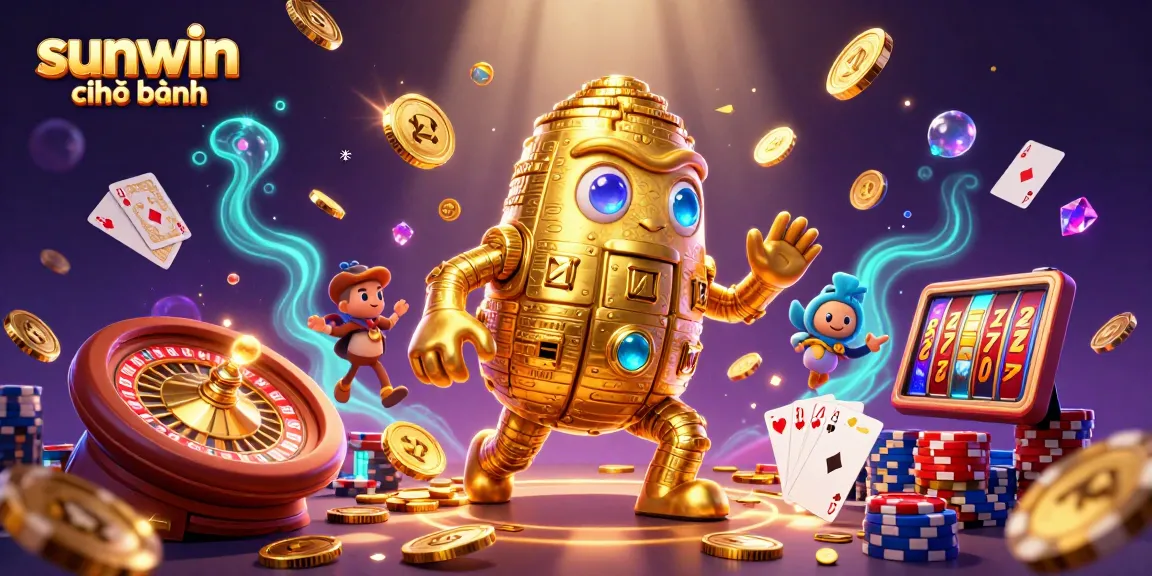 Experience thrilling games at sunwin chính hãng with a vibrant casino scene featuring spinning roulette and golden coins.
